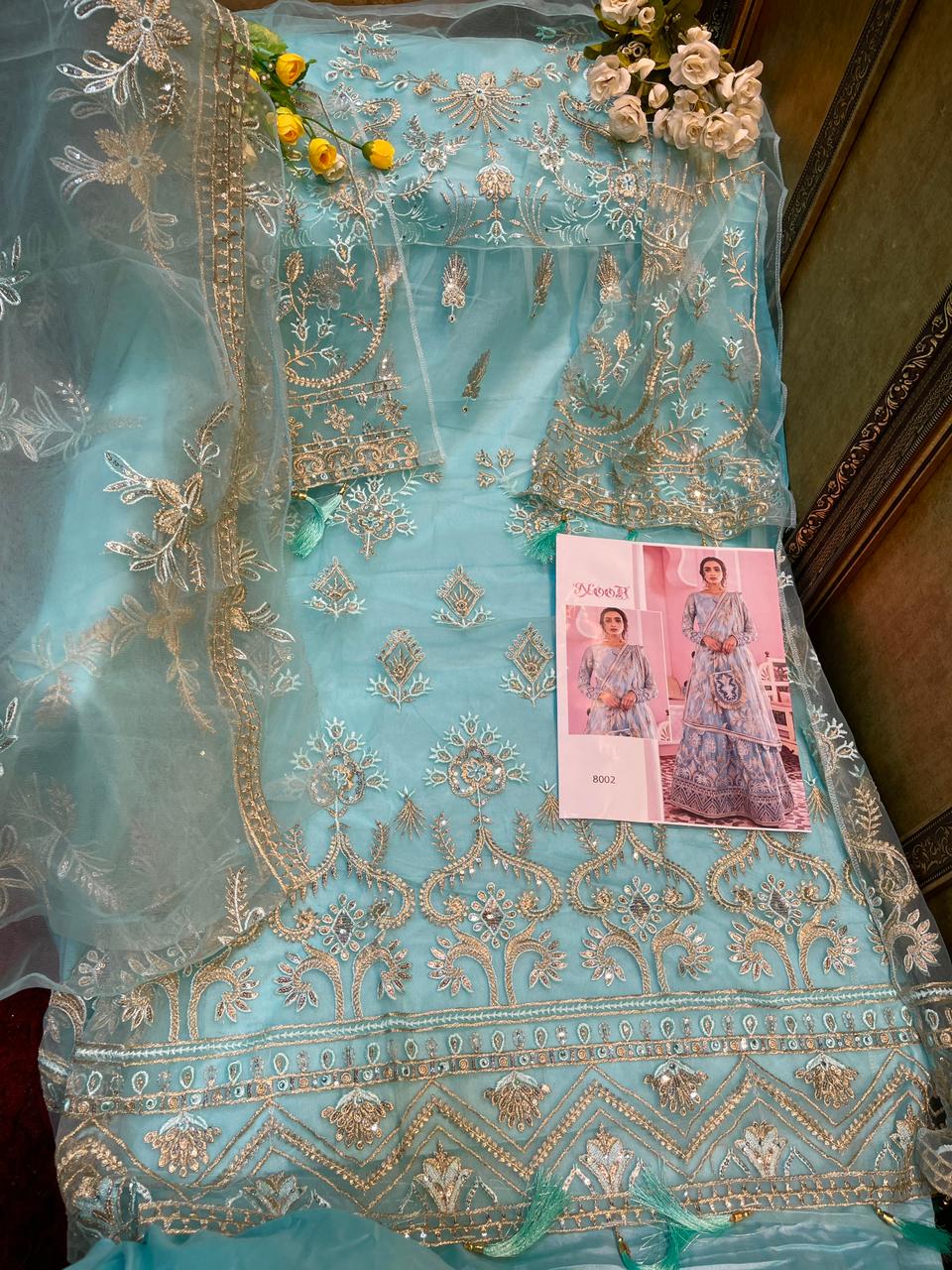 Noor Iznik Latest Fancy Designer Festive Wear Georgette Butterfly Net Embroidery Pakistani Salwar Suits Collection
