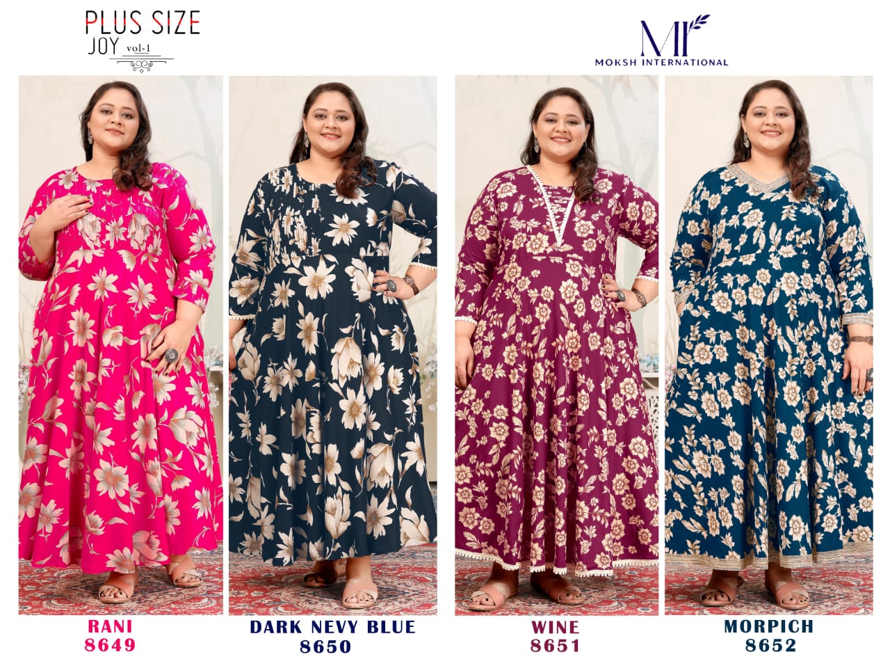 Plus Size Joy Vol 1 By Moksh Rayon Long Kurti Wholesale Market In Surat
