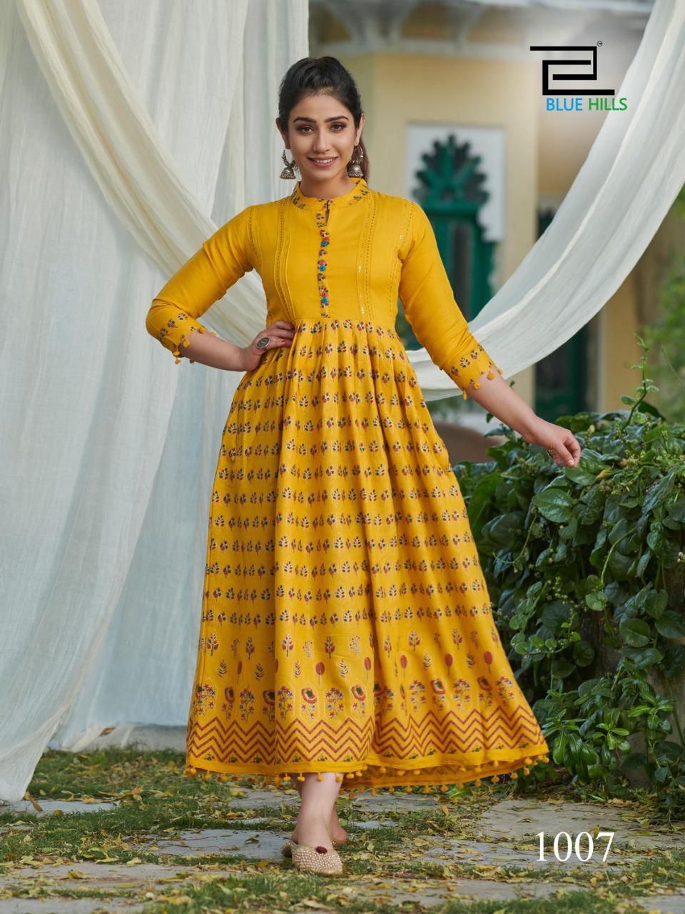 Blue Hills Pom Pom 1 Long Fancy Ethnic Wear Long Anarkali Kurti Collection