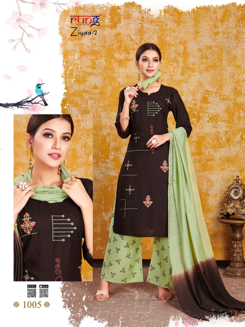 Rung Ziyaa 2 Latest Designer Heavy Rayon Embroidery Worked Ready Made Salwar Suit Collection 