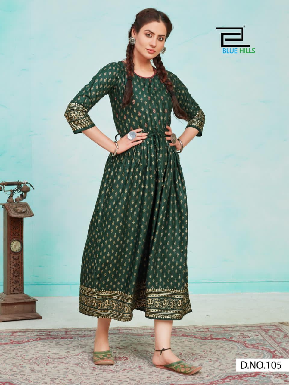Blue Hills Mari Gold Flair Latest Fancy Designer Ethnic Wear Stylish Kurtis Collection
