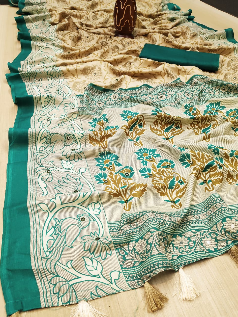 Nakshvi Latest Designer Party Wear Mirror Casual Wear Stylish Silk Saree Collection