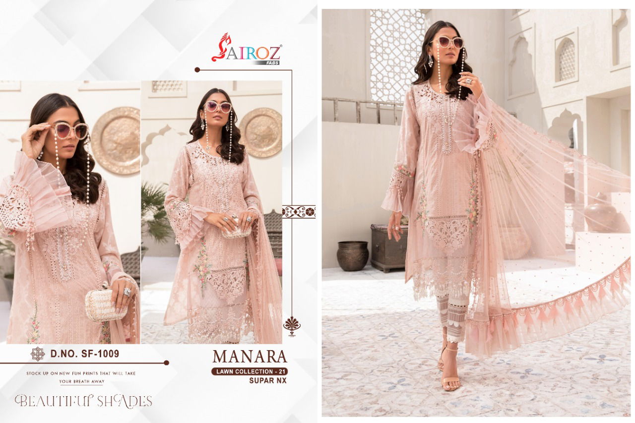 Sairoz Manara Lawn Collection 21 Designer Festive Wear Pure Heavy Cotton With Beautiful Digital Print With Heavy Embroidered Patches Pakistani Collection
