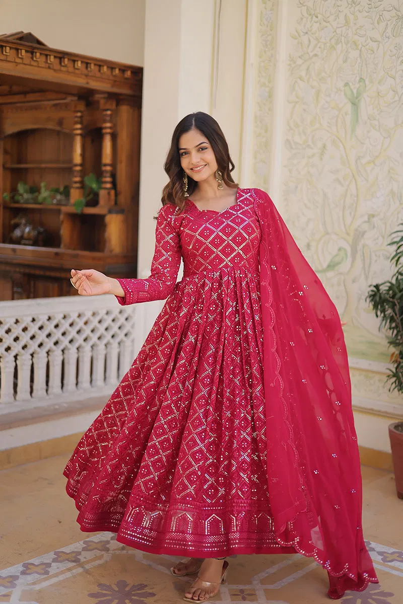 Jf 517 18 Beautiful Designer Faux Blooming Gown With Dupatta Bulk Orders In India