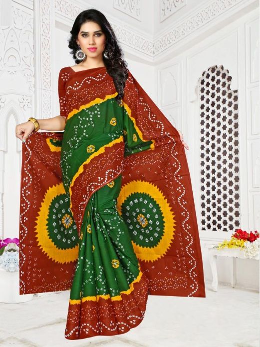 Smc Golden Bandhani Cotton Printed Regular Wear Designer Saree Collection