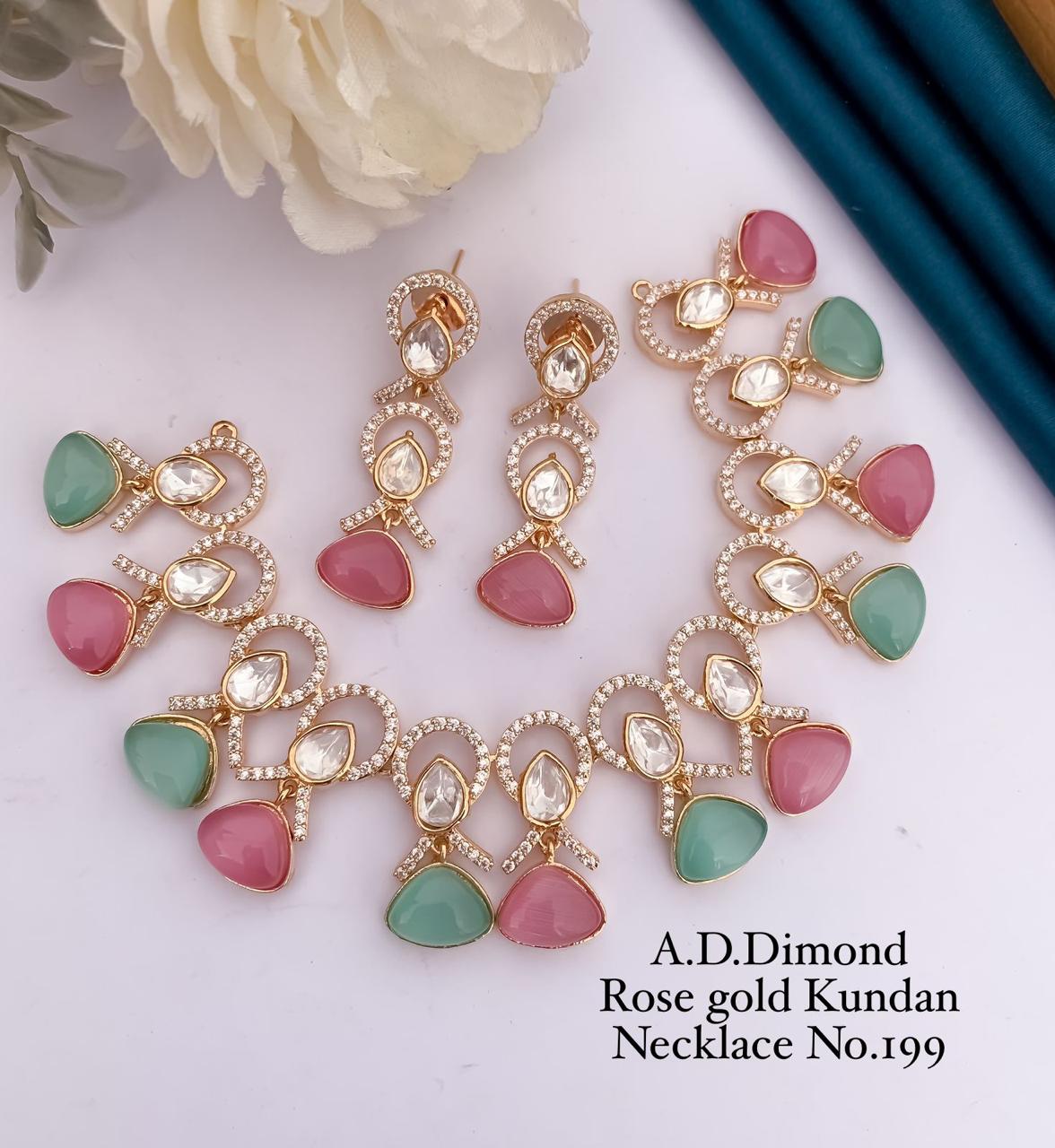 AD Diamond Kundan Necklace Wholesale Market In Surat With Price 