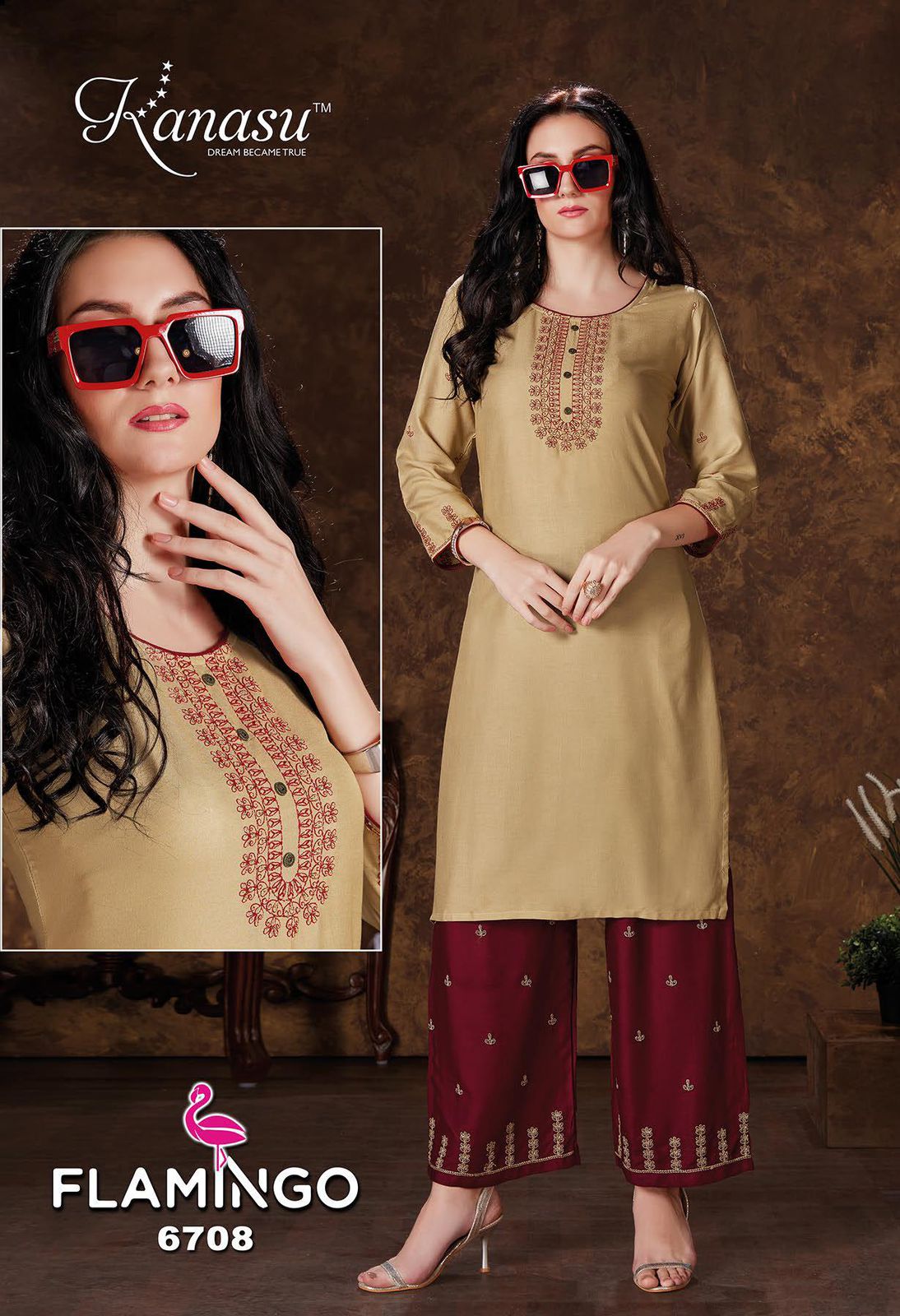 Kanasu Flaamingo 2 Designer Ethnic Wear Rayon Kurti With Bottom Collection