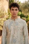 Sky Blue Outluk Wedding Vol 54 Heavy Lachaka Mens Kurta With Pajama 5402