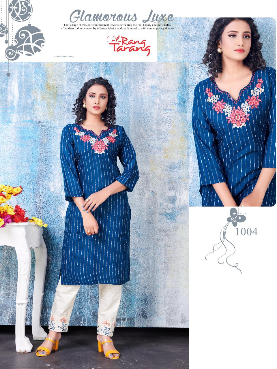 Rang Tarang Sakhi Latest Festive Wear Embroidery Work Designer Rayon Kurtis Collection
