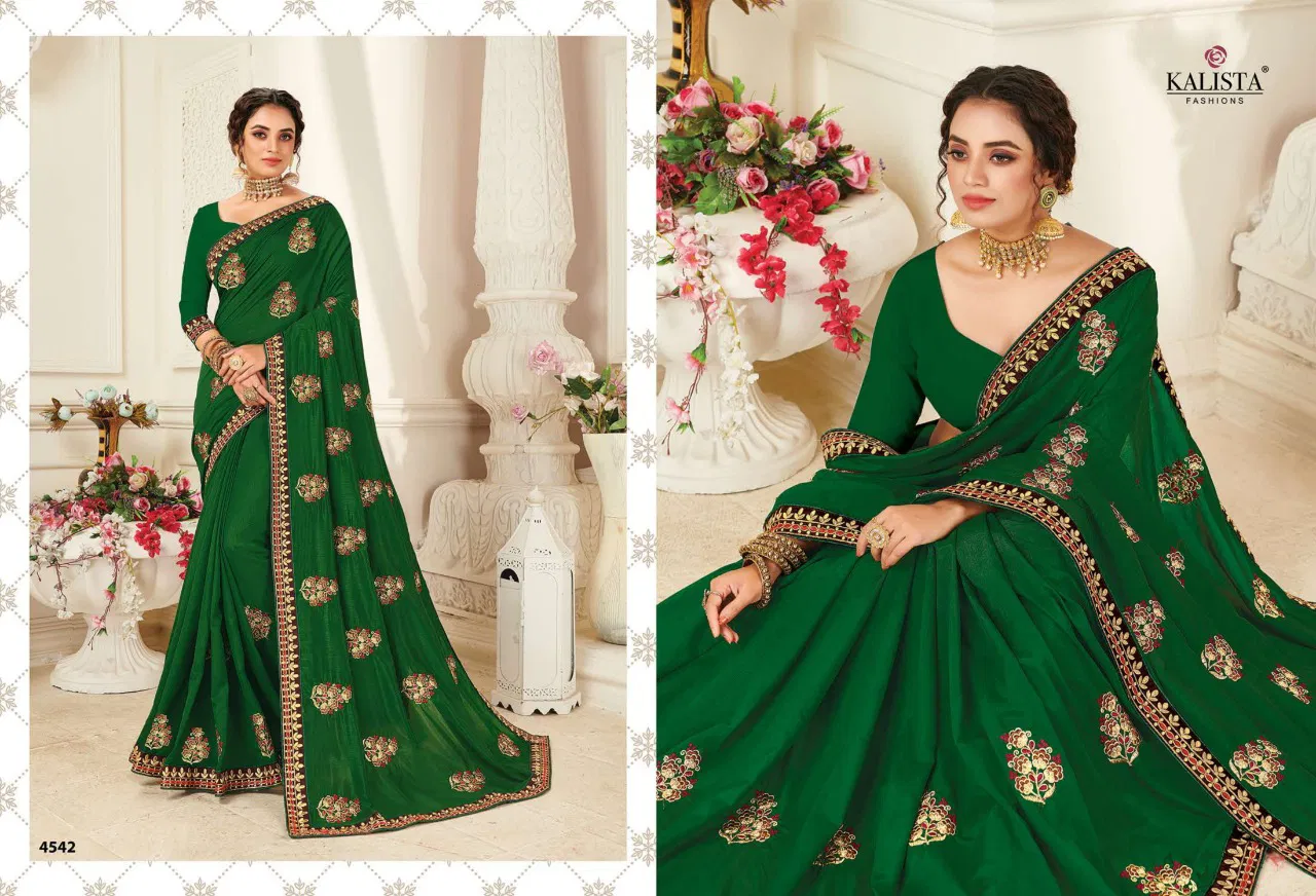 KALISTA EURO Latest Fancy Festive Wear Vichitra Silk Designer Embroidery Work saree Collection