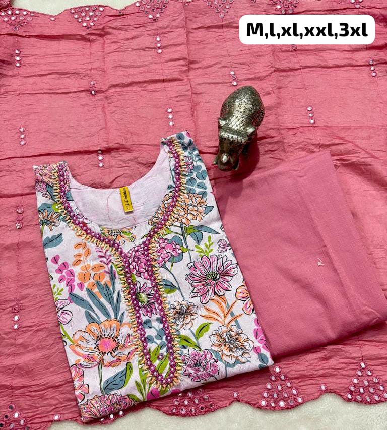Virat Hand Work Masleen Kurti With Bottom Dupatta Catalog
