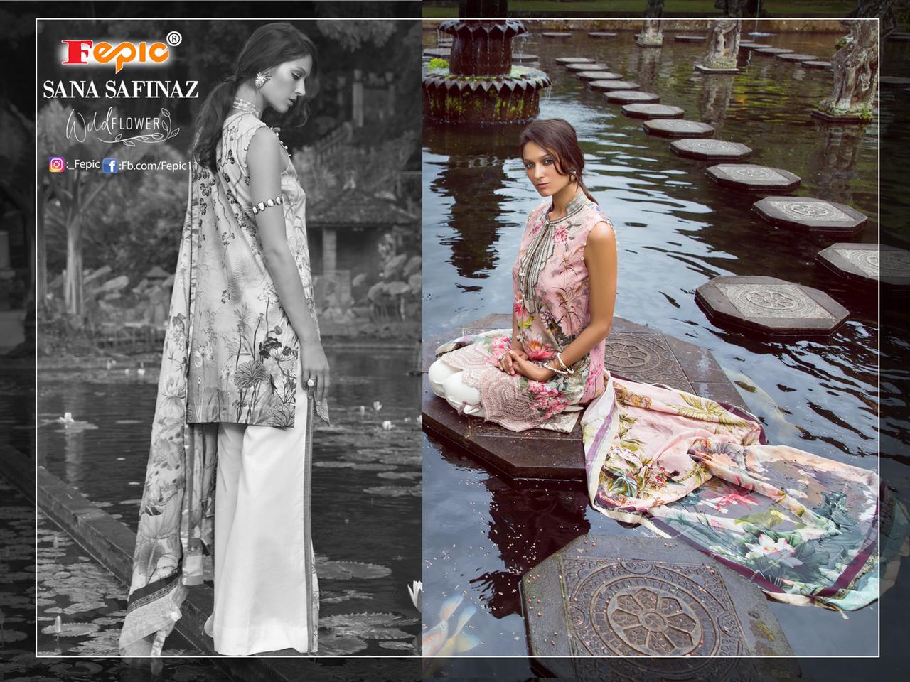 Fepic Rosemeen Sana Safinaz Wild Pure Cotton Digital Print With Embroidery Work Flower Pakistani Salwar Suits Collection