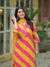 Naisha K 141 Cotton Lehariya Kurti Bottom With Dupatta Wholesale Suppliers In Mumbai