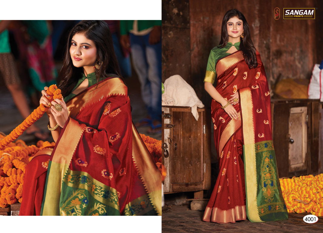 Sangam Aaradhya Latest Fancy Designer Festive Wear Heavy  Handloom Cotton Saree Collection

