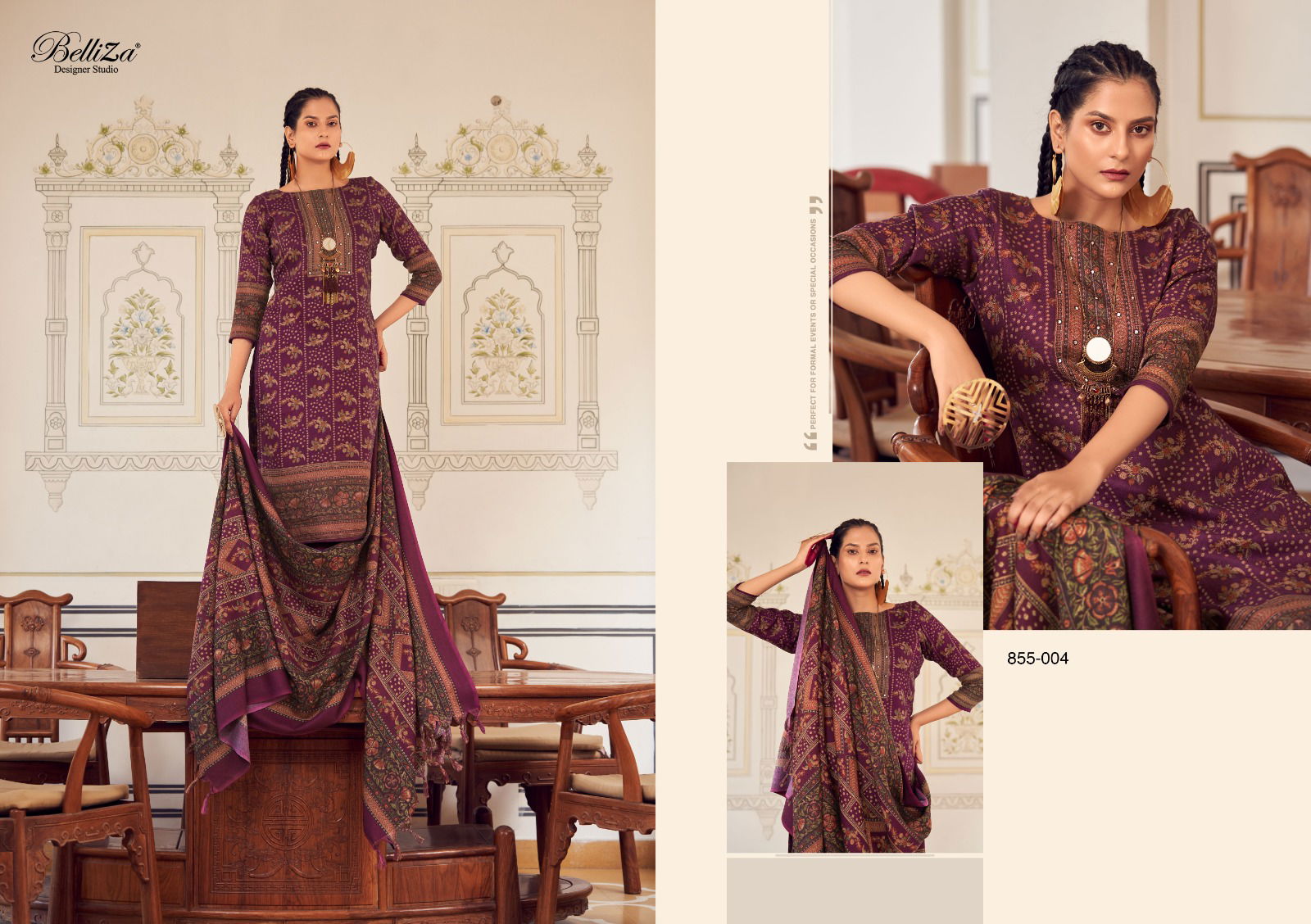 Haifa By Belliza Winter Wear Pashmina Dress Material Catalog
