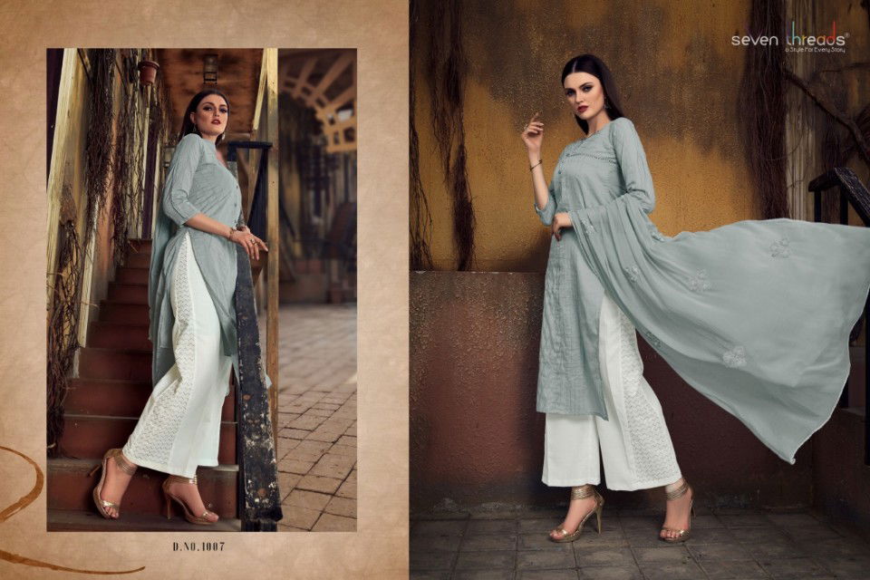 Seven Thread Latest Ready Made Designer Casual Wear Cotton Suit With Naznin Dupatta Collection 