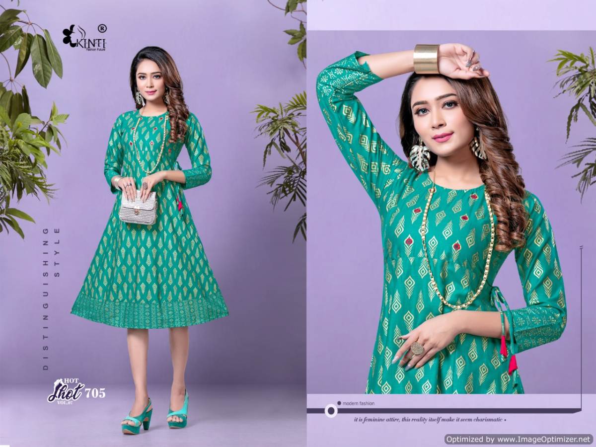 Kinti Hot Shot 7 fancy Heavy Etnic Wear Anarkali Rayon Printed Kurti Collection
