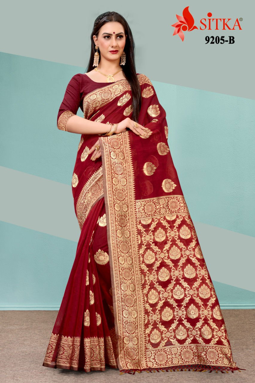 Raveena 9205 Latest Fancy Designer Festive Wear Heavy Cotton Silk Sarees Collection
