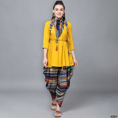 Kainat 8 Fancy New Party Wear Rayon Printed Kurti With Dhoti Collection
