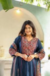 Naisha K 144 Cotton Fancy Neck Kurti Bottom With Dupatta Suppliers In India