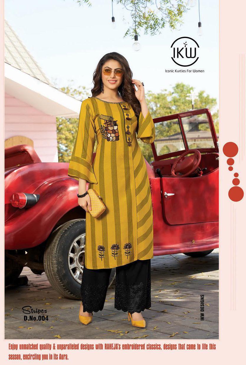 Ikw Stripes 2 Latest Exclusive Designer Casual Wear Kurti Collection