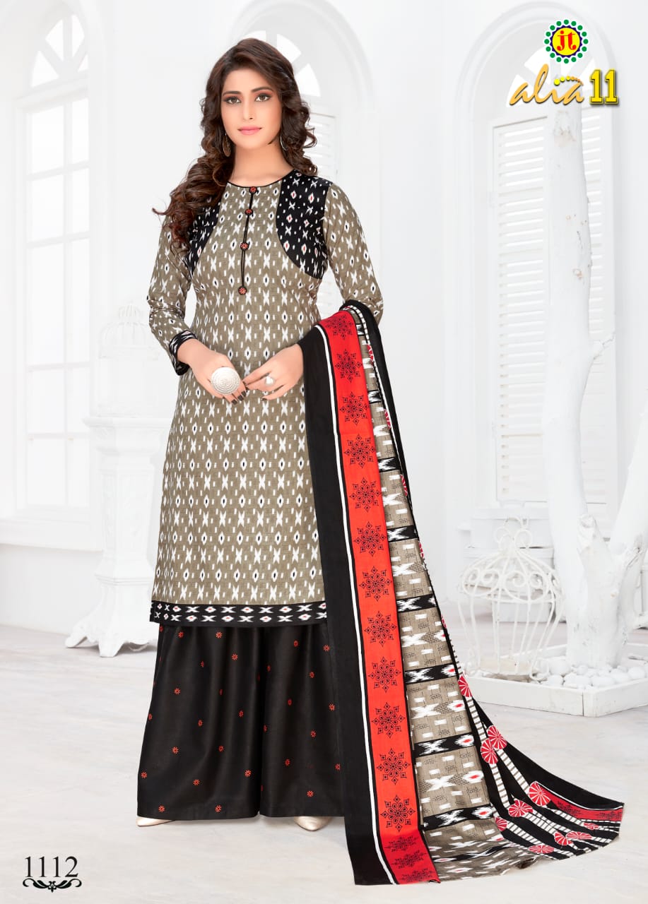 Jt Alia 11 Regular Wear Printed pure Cotton Dress Material With Chiffon Dupatta Collection