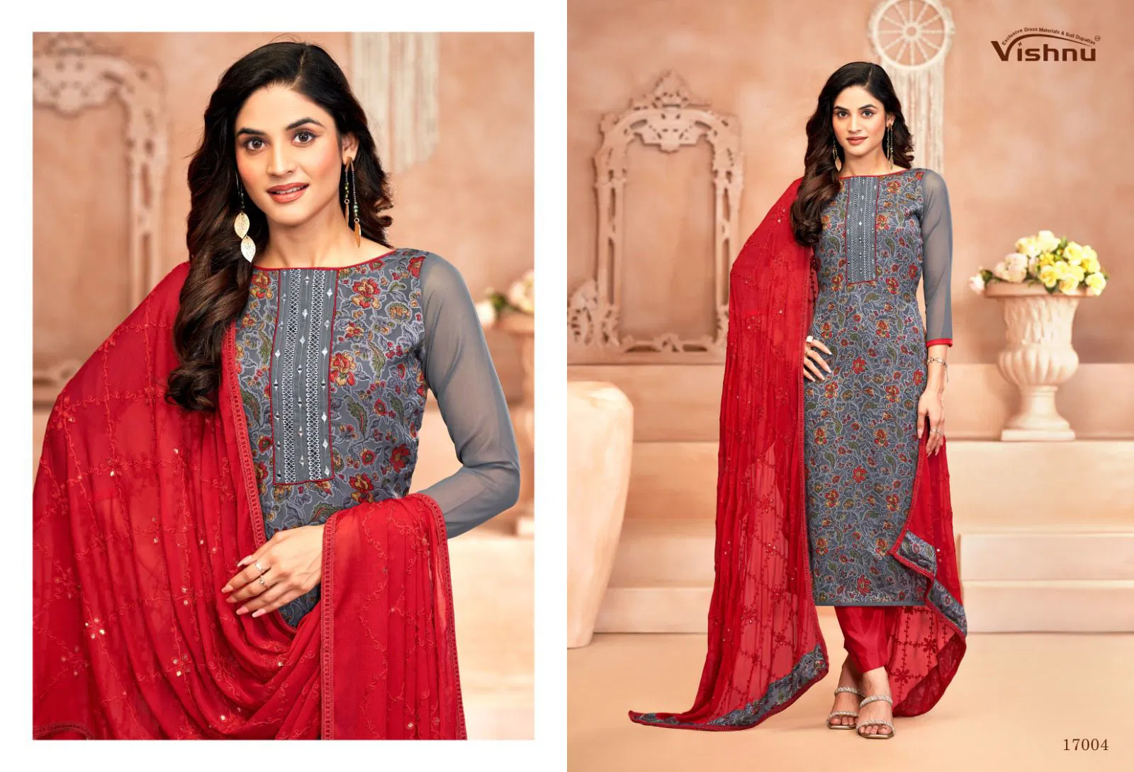 Libaas By Vishnu Roman Georgette Brasso Wholesale Dress Material In India