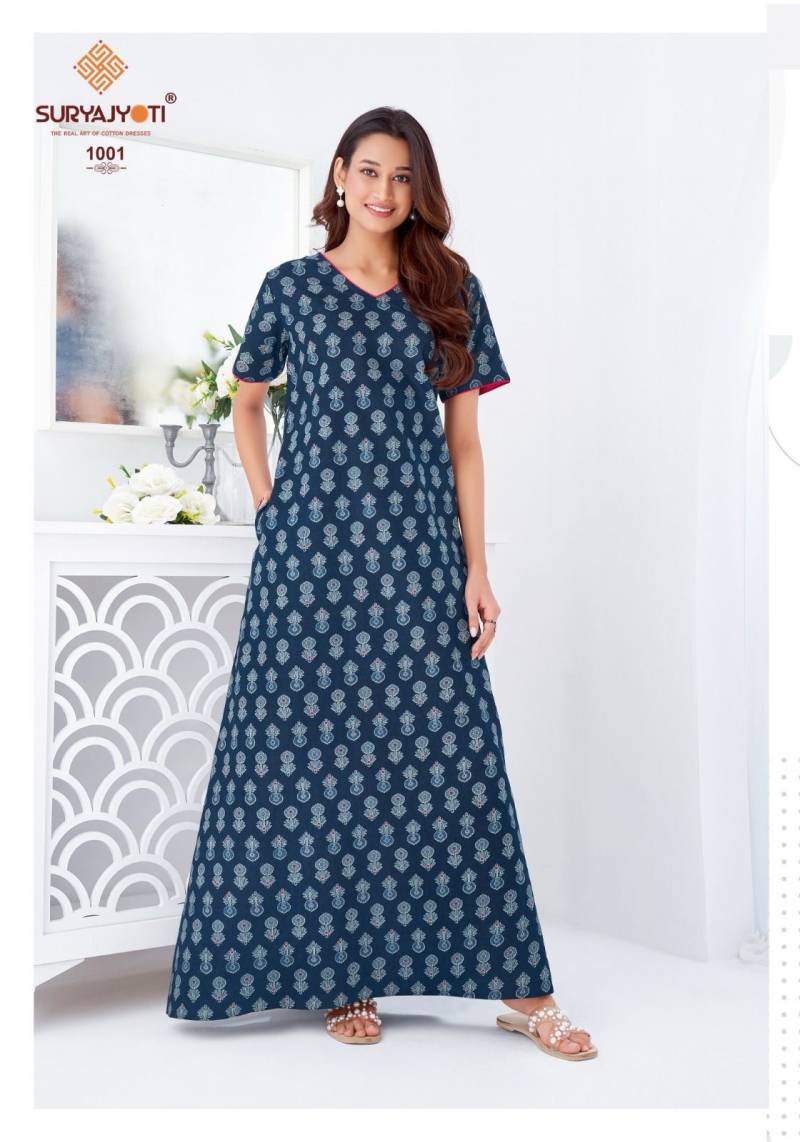 Pearl Vol 1 By Suryajyoti Cotton Printed Nighty Gown Wholesale Market In Surat