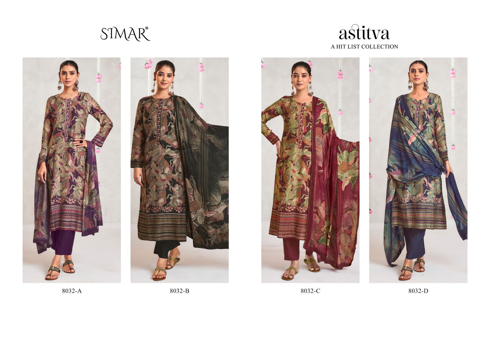 Astitva By Glossy Jam Satin Printed Embroidery Dress Material Exporters In India