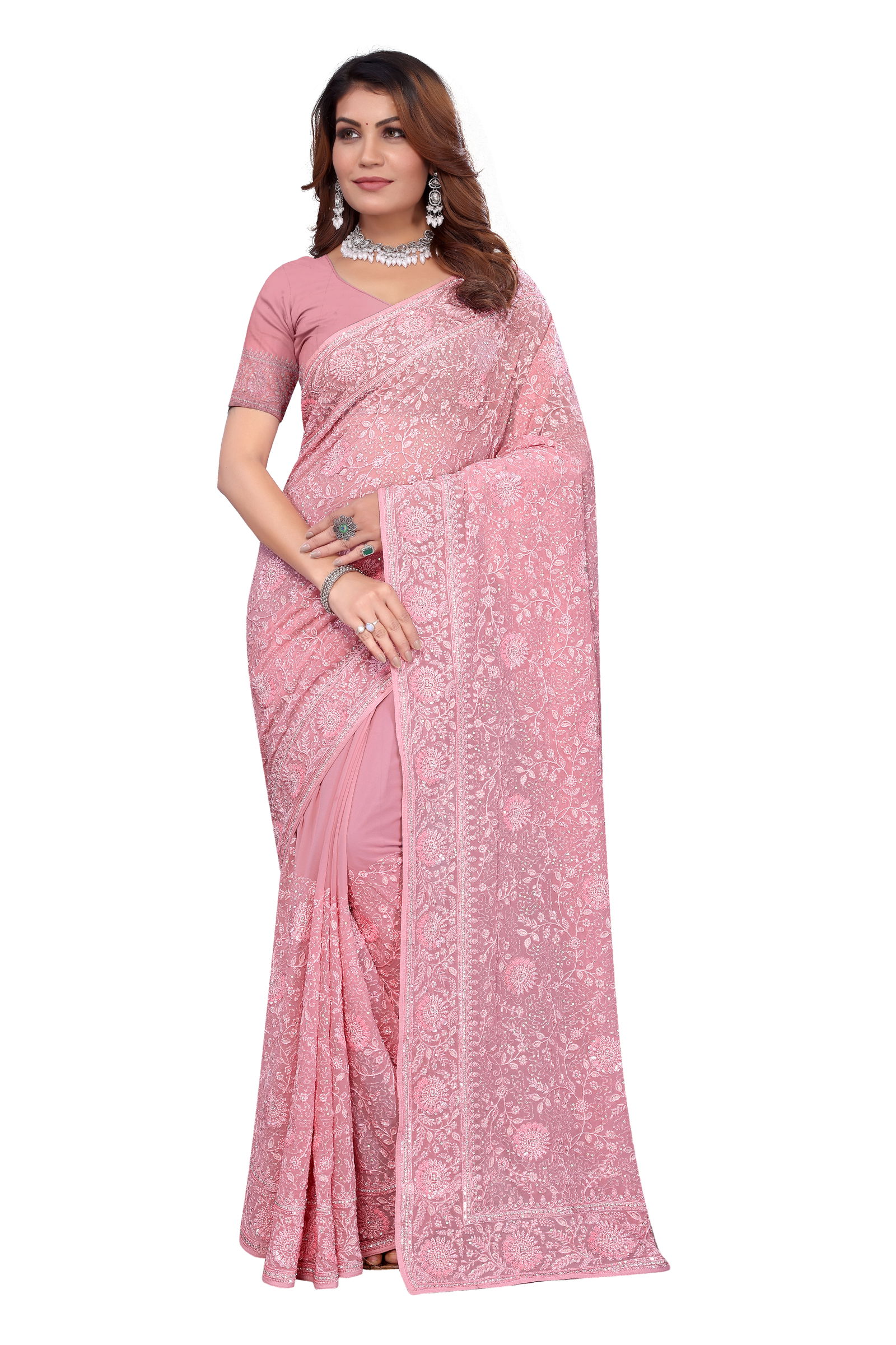 Dulhan By Utsav Nari Georgette Embroidery Sarees Wholesale Price In Surat
