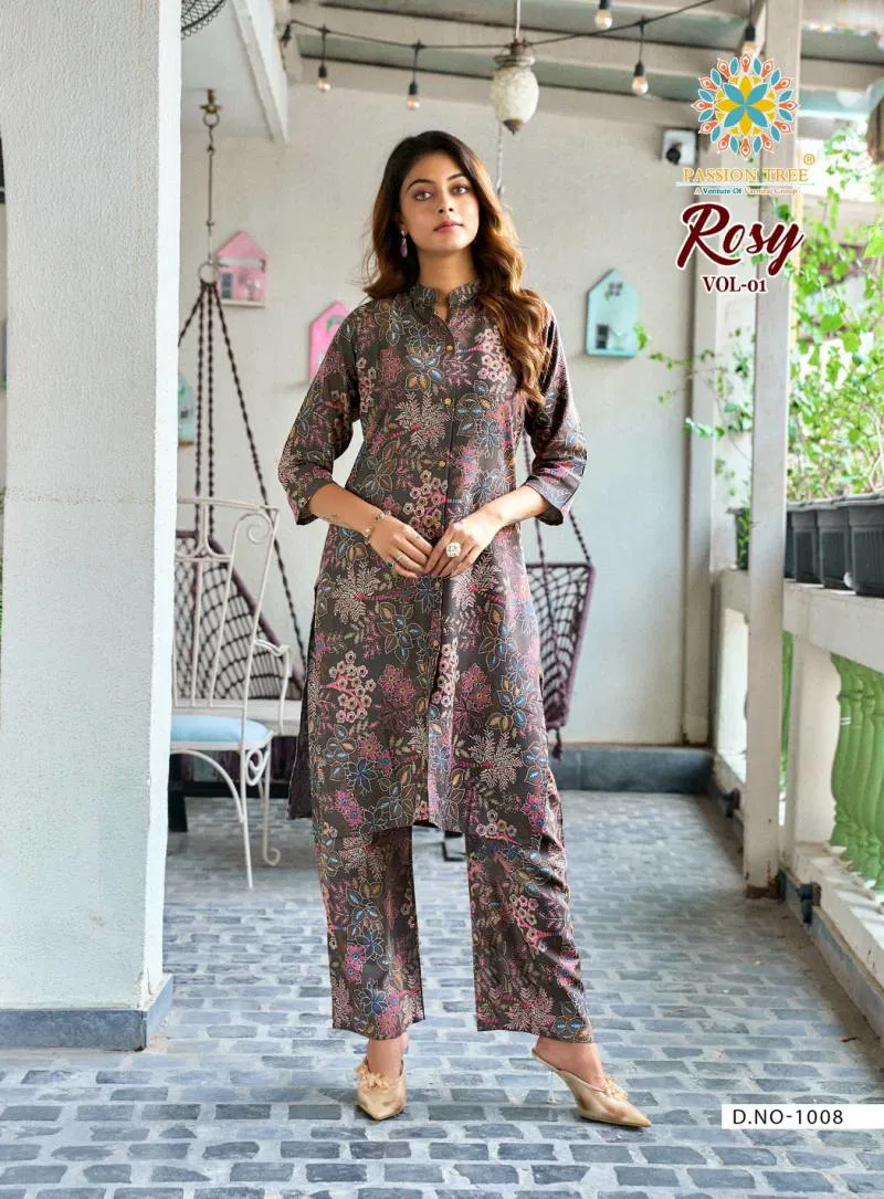 Rosy Vol 1 By Passion Tree Rayon With Discharge Printed Co Ord Set Wholesalers In Delhi