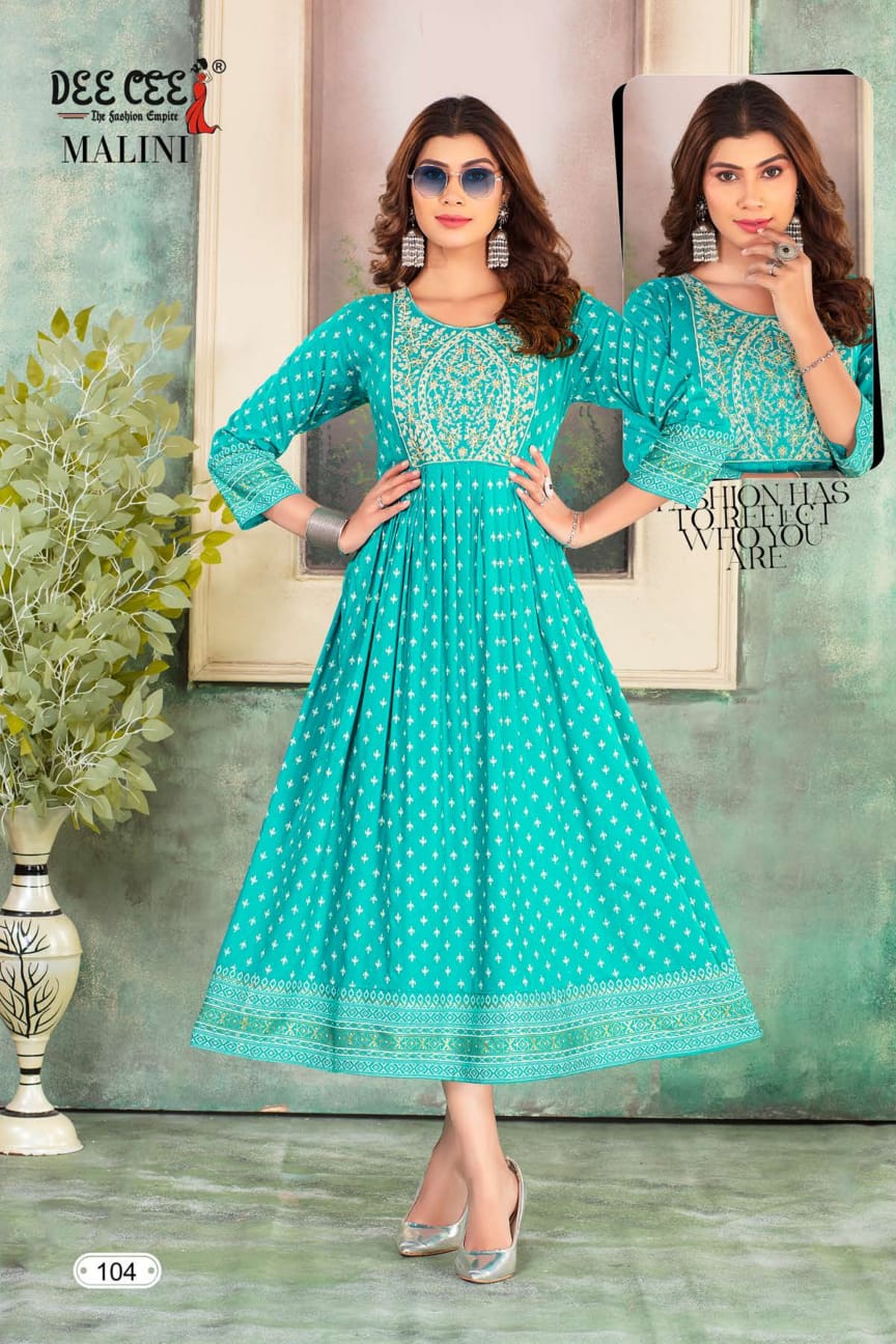Malini By Dee Cee Printed Anarkali Kurtis wholesale market in Surat with Price