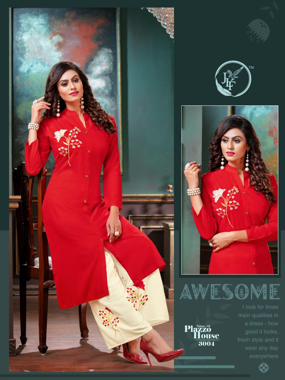 JLF Plazzo House Vol 3 Designer Collection Of Kurti With Plazzo 