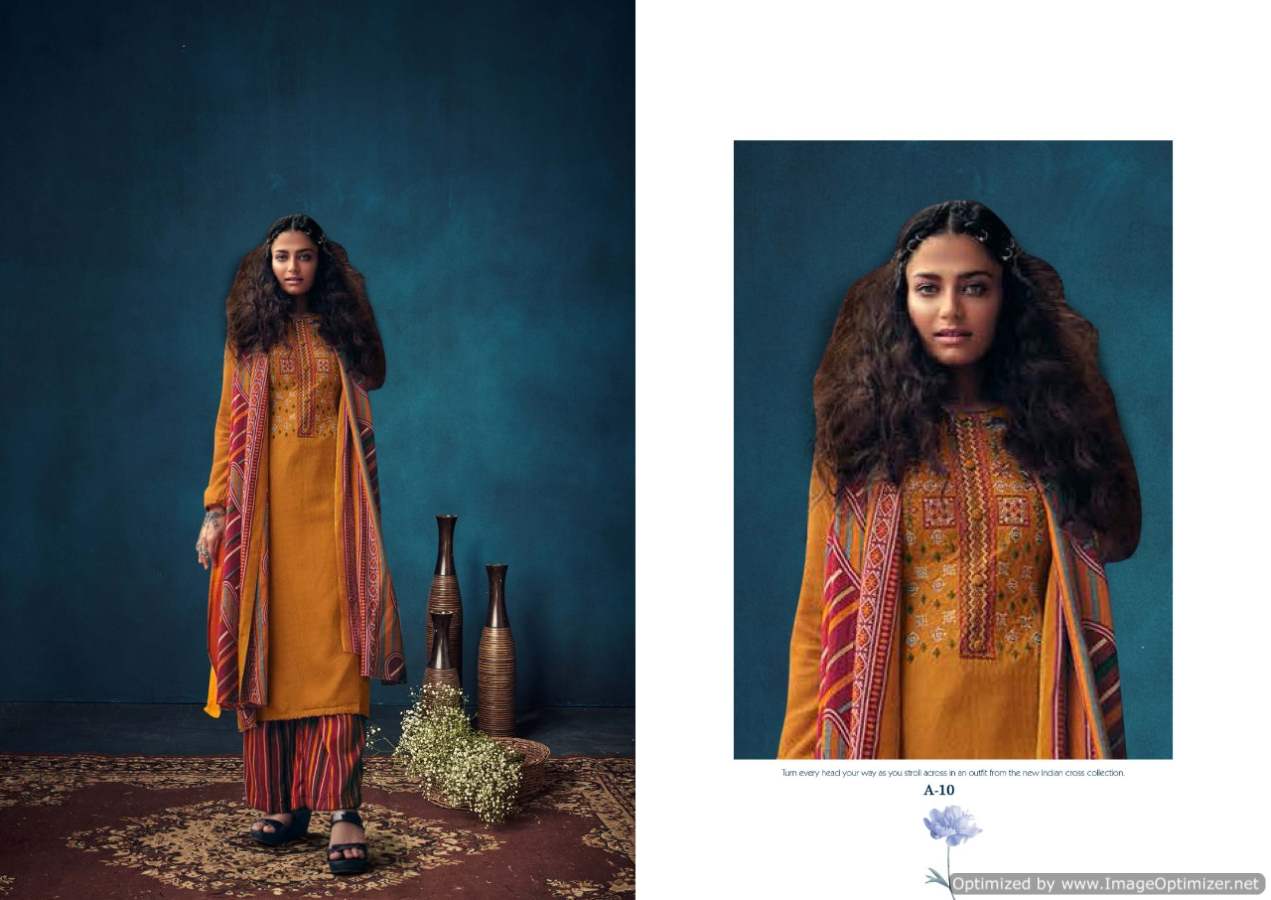 Zulfat Sohni 5 Exclusive Designer Casual Wear Pashmina Print With Heavy Kashmiri Embroidery Work Dress Material With Pure Pashmina Shawl Four Side Lace Dupatta 