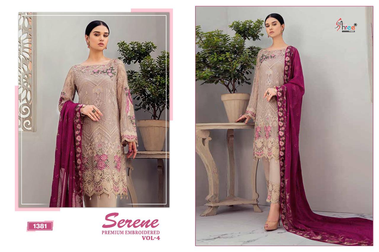 Shree Fab Serene Premium Embroidered Vol 4 Latest Heavy Designer Pakistani Dress Materisl Collection With Nazneen Embroidered Dupatta 