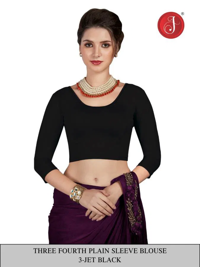 Jelite Latest Circle Neck With Three Fourth Hand Pain Blouse Collection 