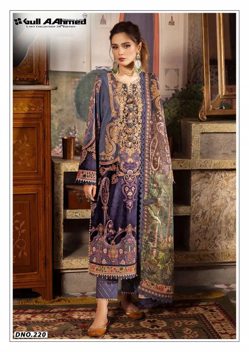 Gull A Ahmed Lawn Vol 26 Cotton Printed Kurti Bottom With Dupatta Online Wholesale