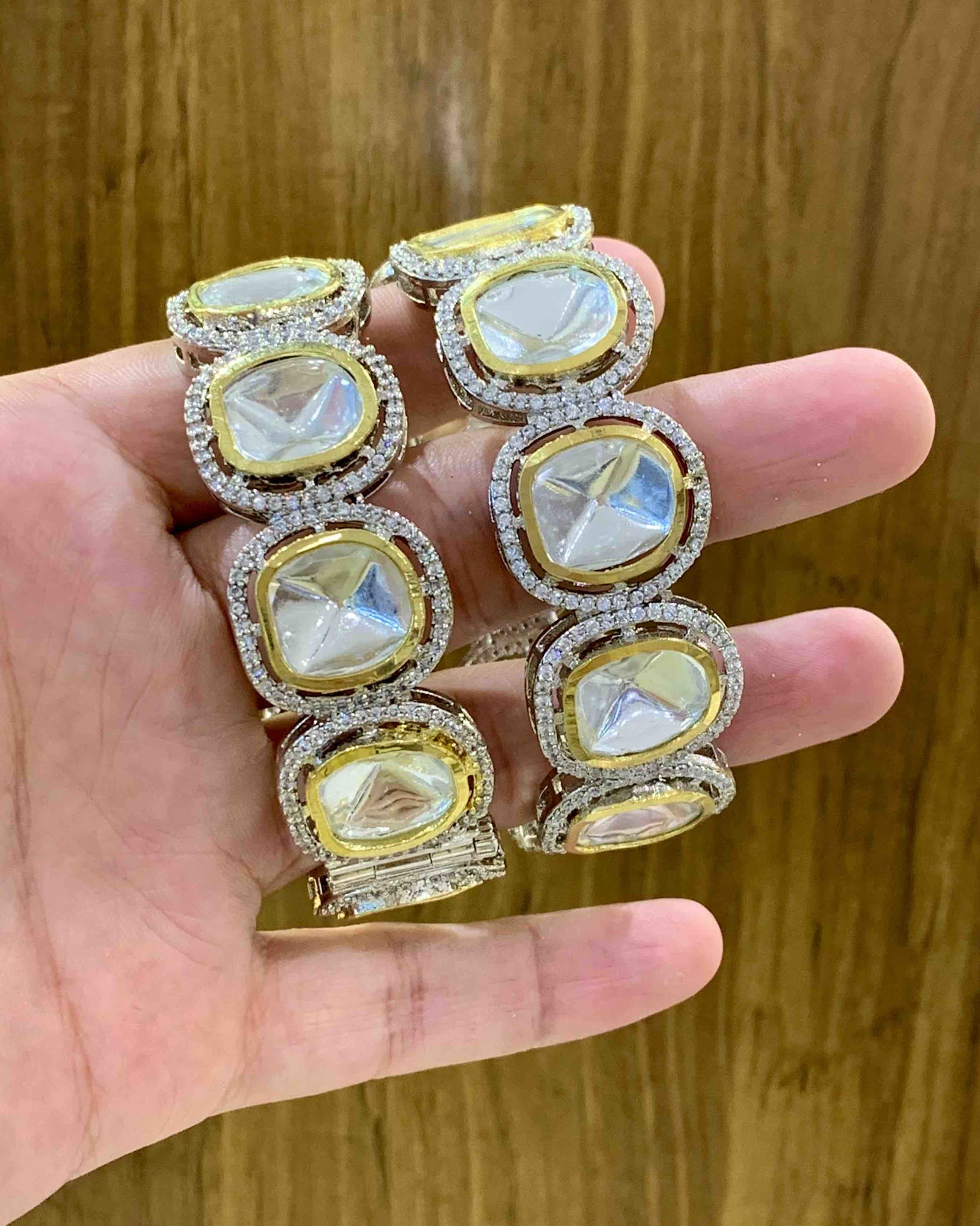 Nr Accessories Trendy Uncut Kundan Kada Bangles Catalog