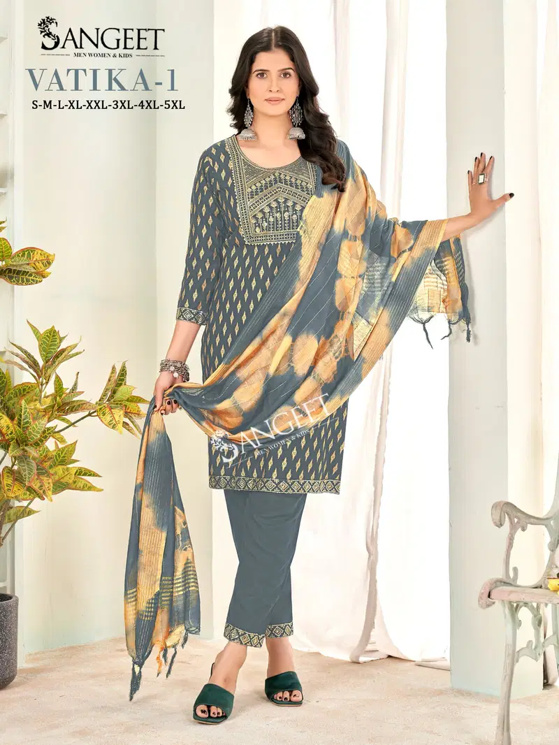 Vatika 1 By Sangeet Rayon Kurti With Bottom Dupatta Wholesale In India