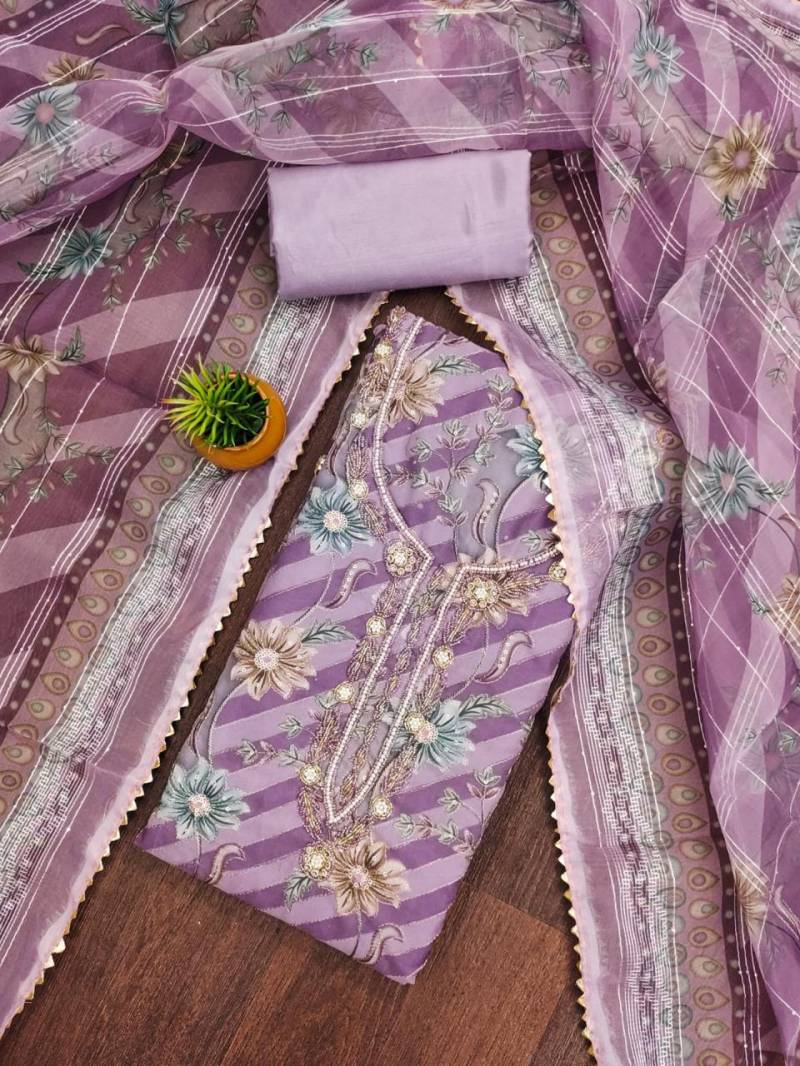 Color Set 9079 Fancy Embroidered Organza Dress Material Wholesale Clothing Suppliers In India