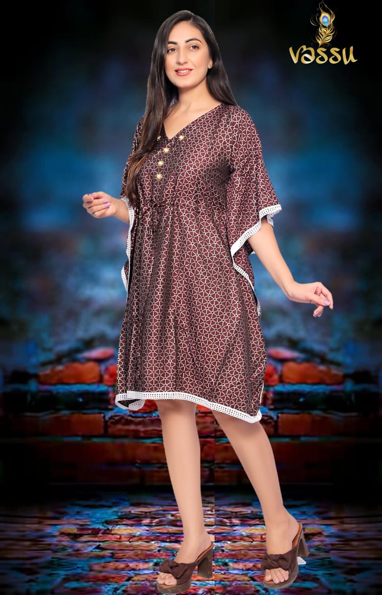 Vassu Turky Heavy Muslin Print Ethnic Wear Kaftan Kurti Collection