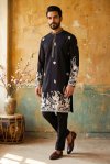Black Outluk Wedding Vol 55 Lachaka Silk Mens Kurta With Pajama 5504