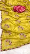 1296 Beautiful Designer Gold Crush Silk Embroidery Saree Suppliers In India
