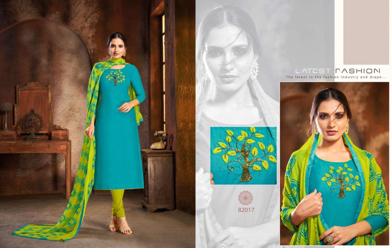 Kapil Spring Vol 5 Latest Designer Heavy Modal Cotton Hand Work Dress Material Collection With Chiffon Four Sided Lace Dupatta 