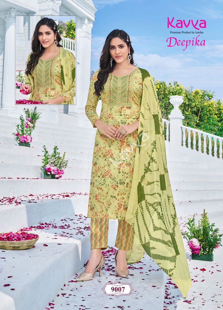 Deepika Vol 9 By Kavya Straight Embroidery Kurti With Bottom Dupatta Wholesale Shop In Surat
