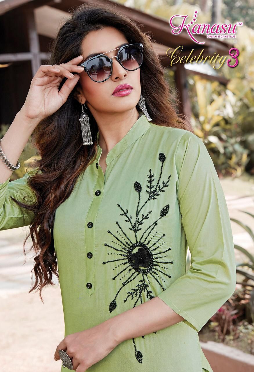 Kanasu Celebrity 3 Ethnic Wear Silk Designer Fancy Kurtis With Bottom Collection
