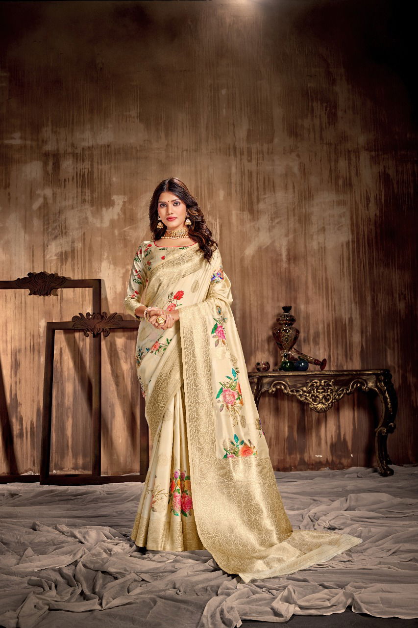 Rajyog Anjali Latest Designer Fancy Festive Wear Silk Digital Printed Silk Sarees Collection
