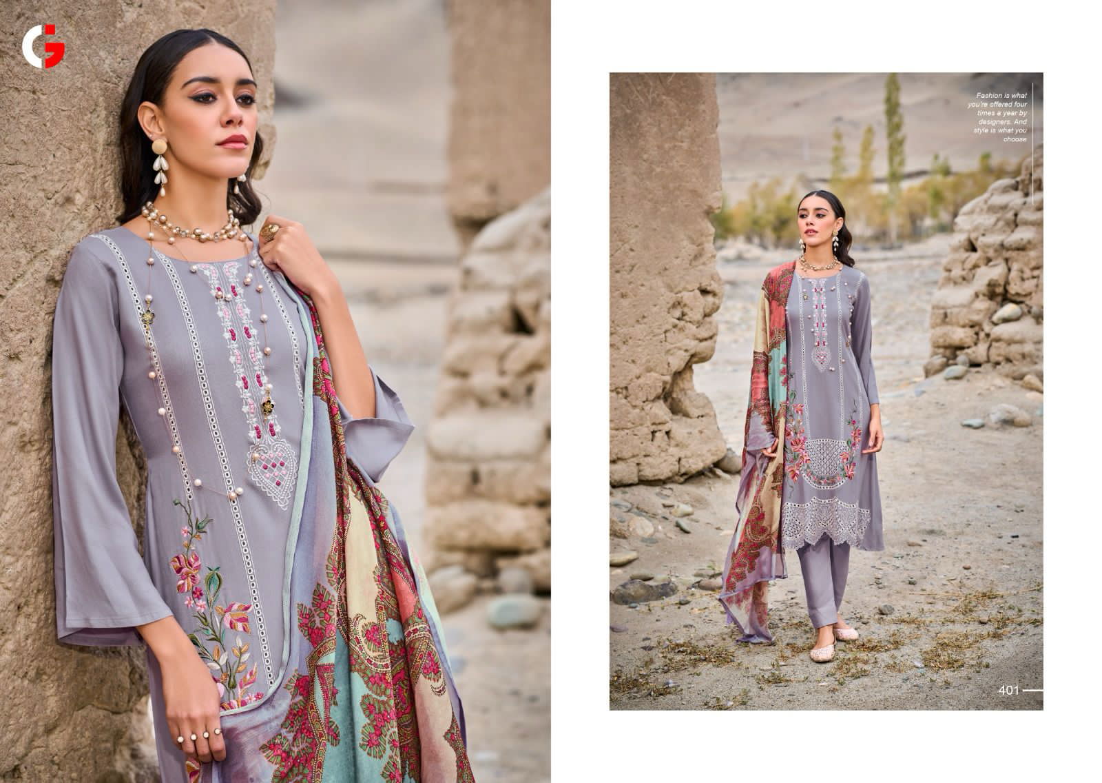 Mehtaab By Gull Jee Viscose Pashmina Kurti Bottom With Dupatta Dress Material Catalog