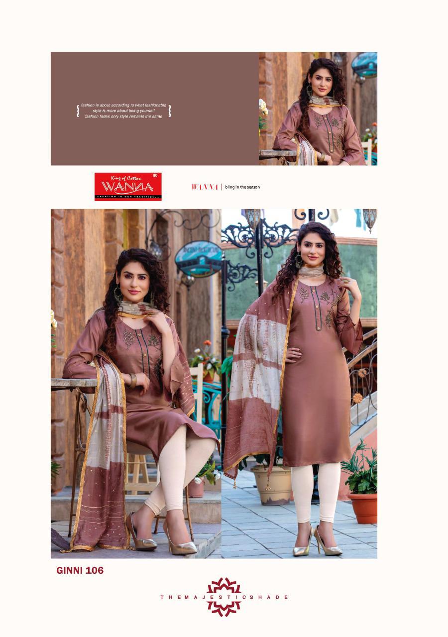 Wanna Ginni Designer Casual Wear Heavy Silk Kurtis With Fancy Heavy Dupatta Collection