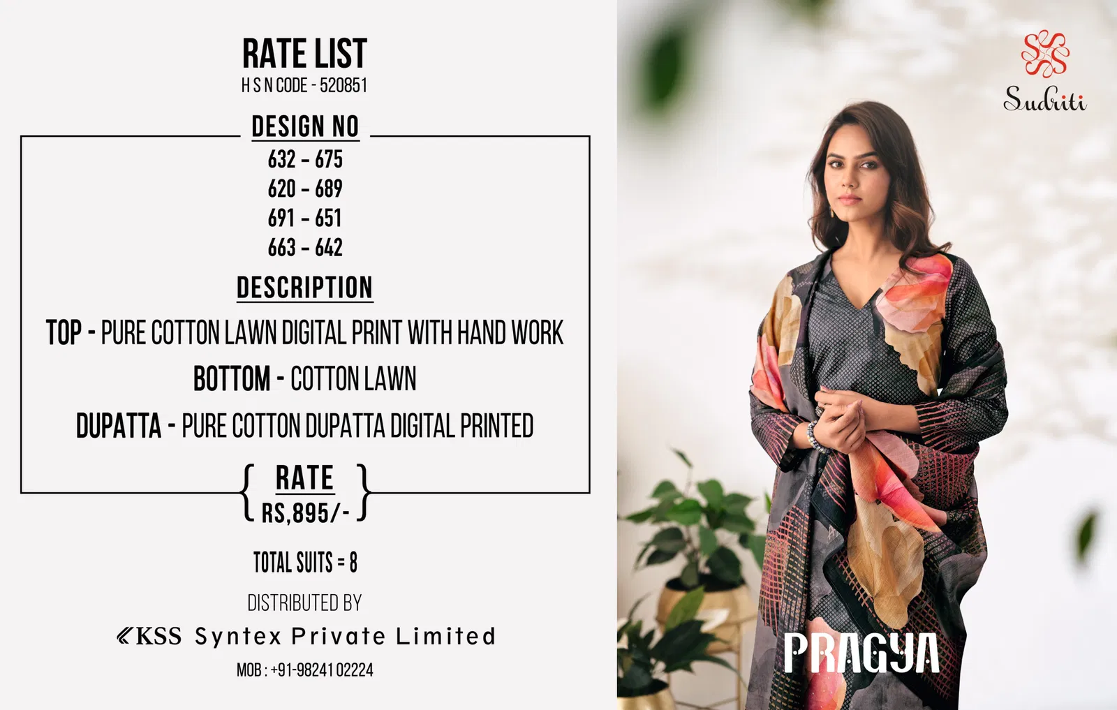 Pragya By Sudriti Pure Cotton Printed Designer Salwar Suits Wholesale Online